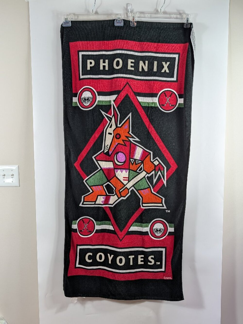 Vintage 90s Phoenix Coyotes KACHINA Logo Beach Towel NHL